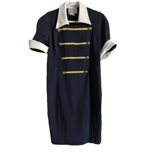 Vintage Constance Saunders Women’s Navy Sailor‎ Size 12 Dress Gold Buttons Lined